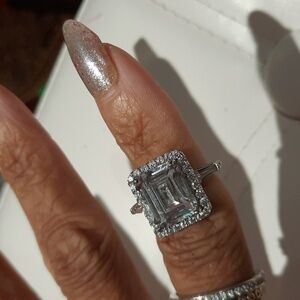 TSC DIAMONELLE MASSIVE COCKTAIL RING SOLID STERLING SILVER SIZE 5 HALO PRINCESS